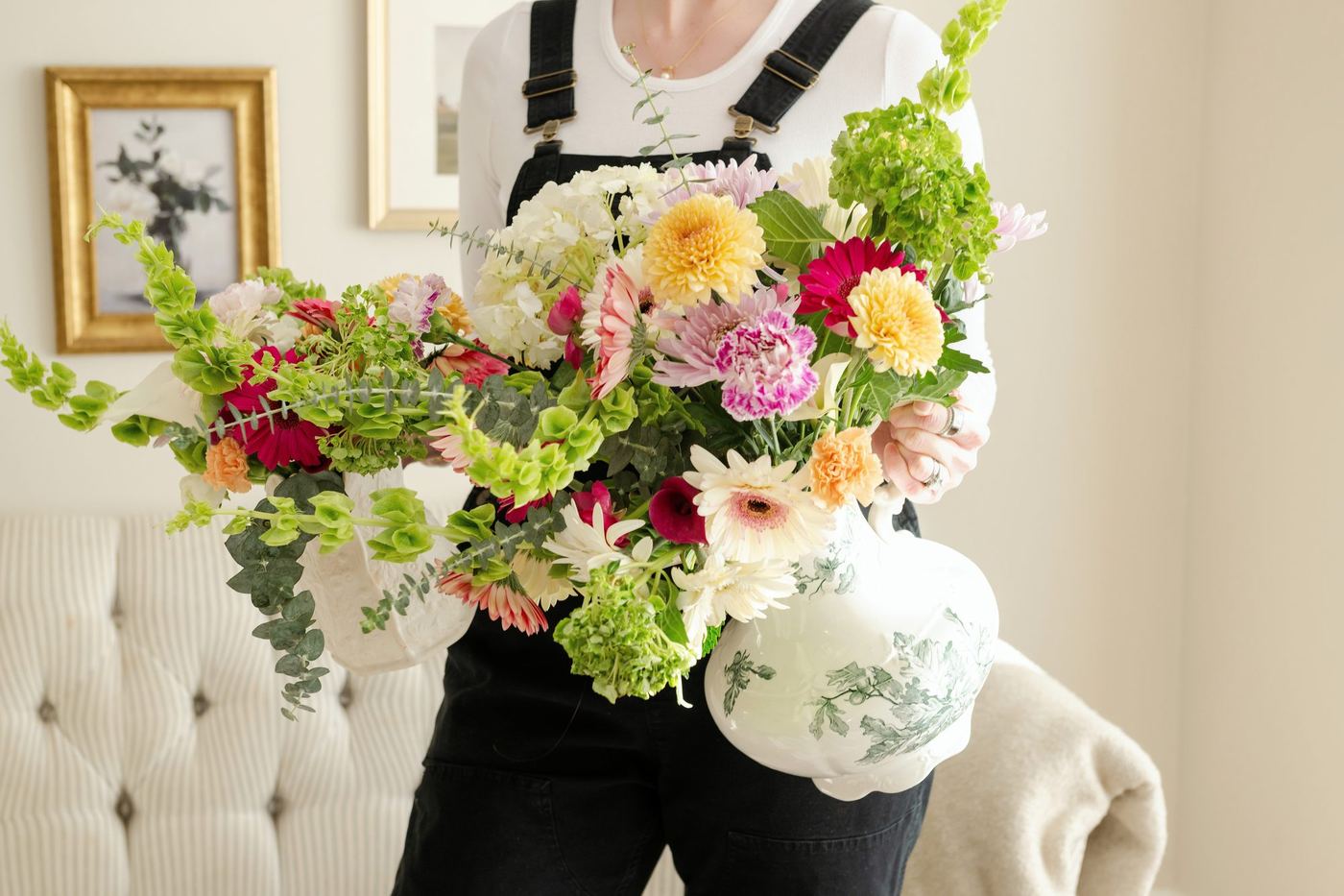 An arrangement on a marble counter